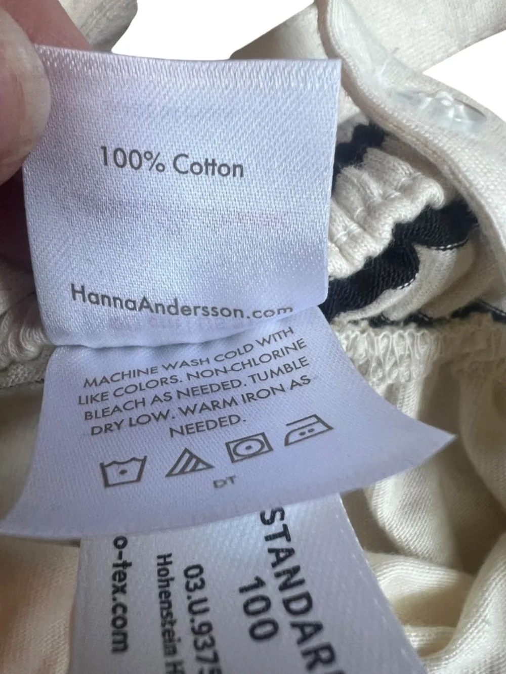 Hanna Andersson Ecru & Black Stripe Pocket Dress 3T NWOT 100% Cotton